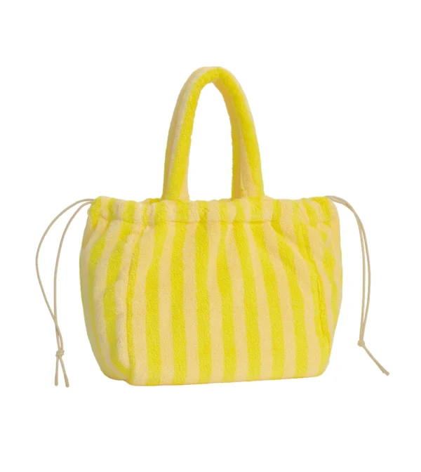 bolso de mano color lila en tejido de toalla algodón 100% color amarillo