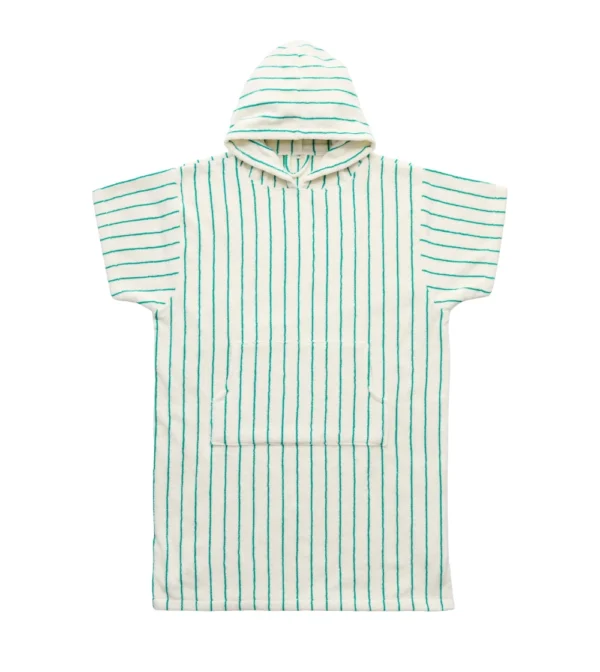 poncho albornoz a rayas blancas y verdes 100% algodón de Bongusta