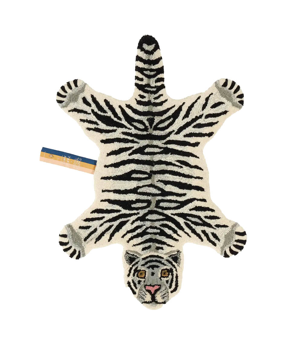 alfombra de lana con forma de tigre blanco de doing goods