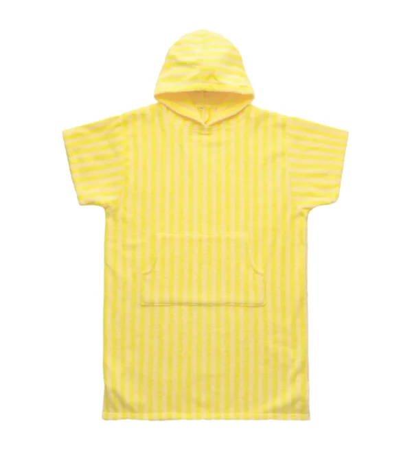 poncho albornoz a rayas amarillo 100% algodón de Bongusta