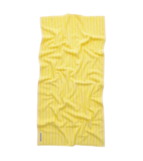 toalla de rayas amarilla 100% algodón de bongusta de la colección Naram.