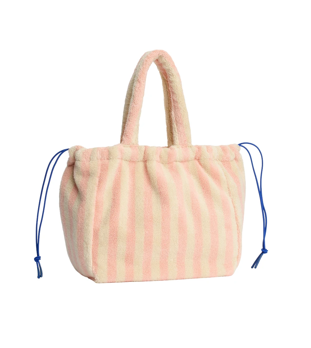 bolso de mano color lila en tejido de toalla algodón 100%