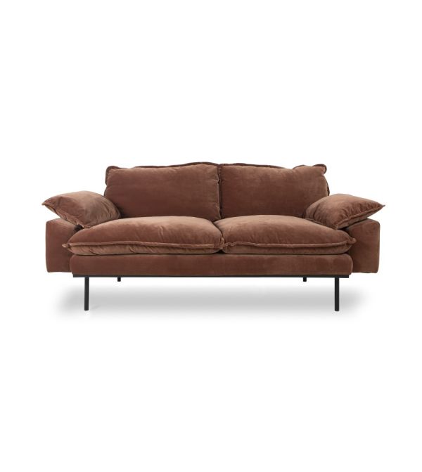 sofá retro 2 plazas terciopelo burdeos