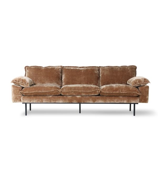 sofa retro pana marrón hkliving