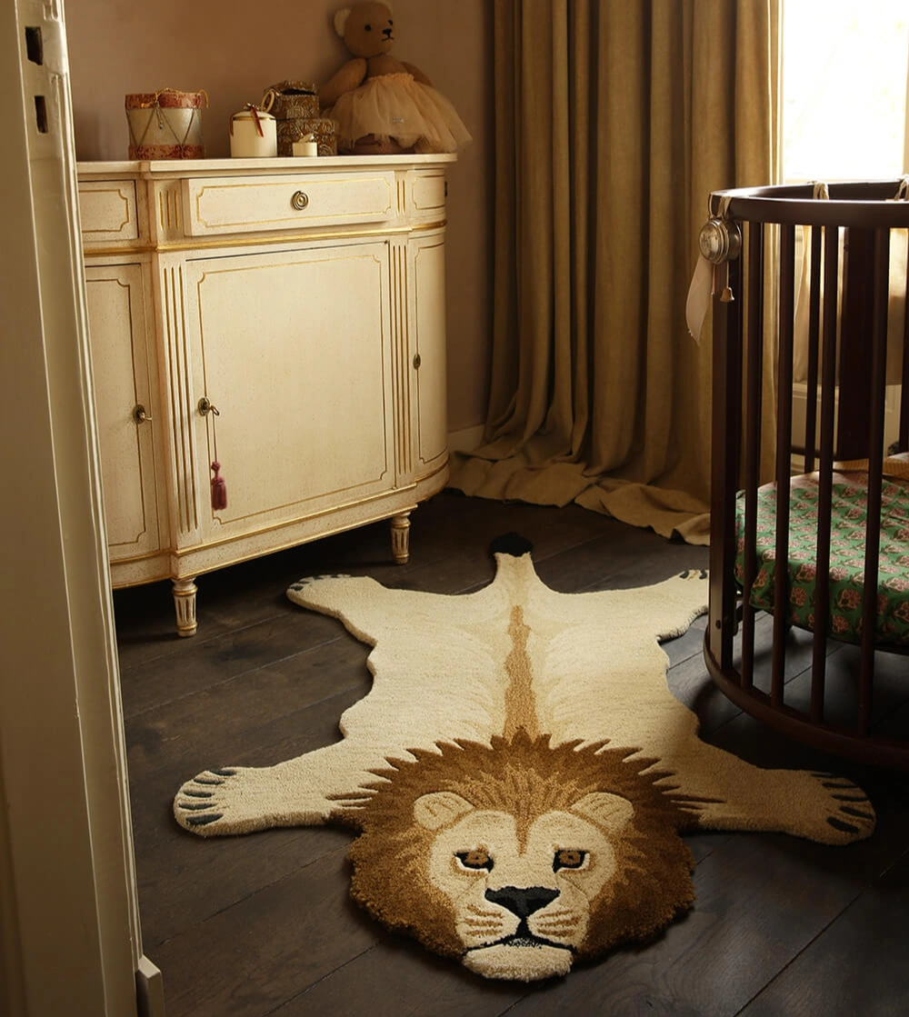 alfombra de lana con forma de león de doing goods