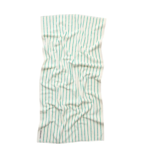 toalla de rayas blancas y verdes 100% algodón de bongusta de la colección Naram.