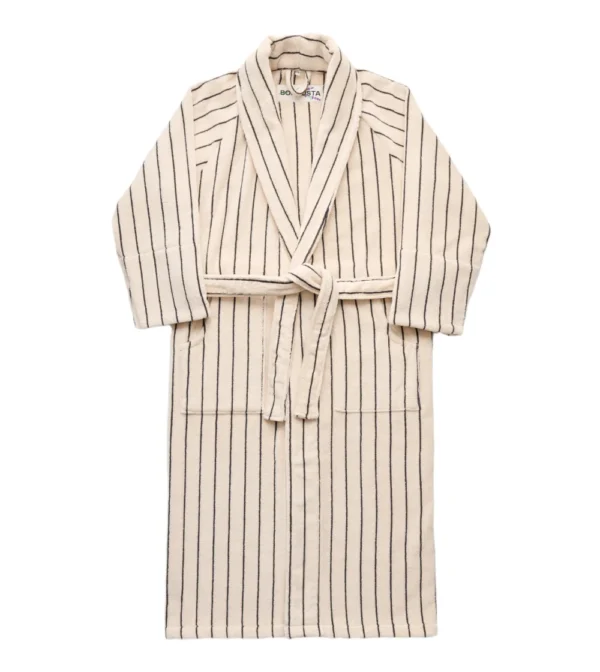 albornoz beige a rayas 100% algodón de Bongusta