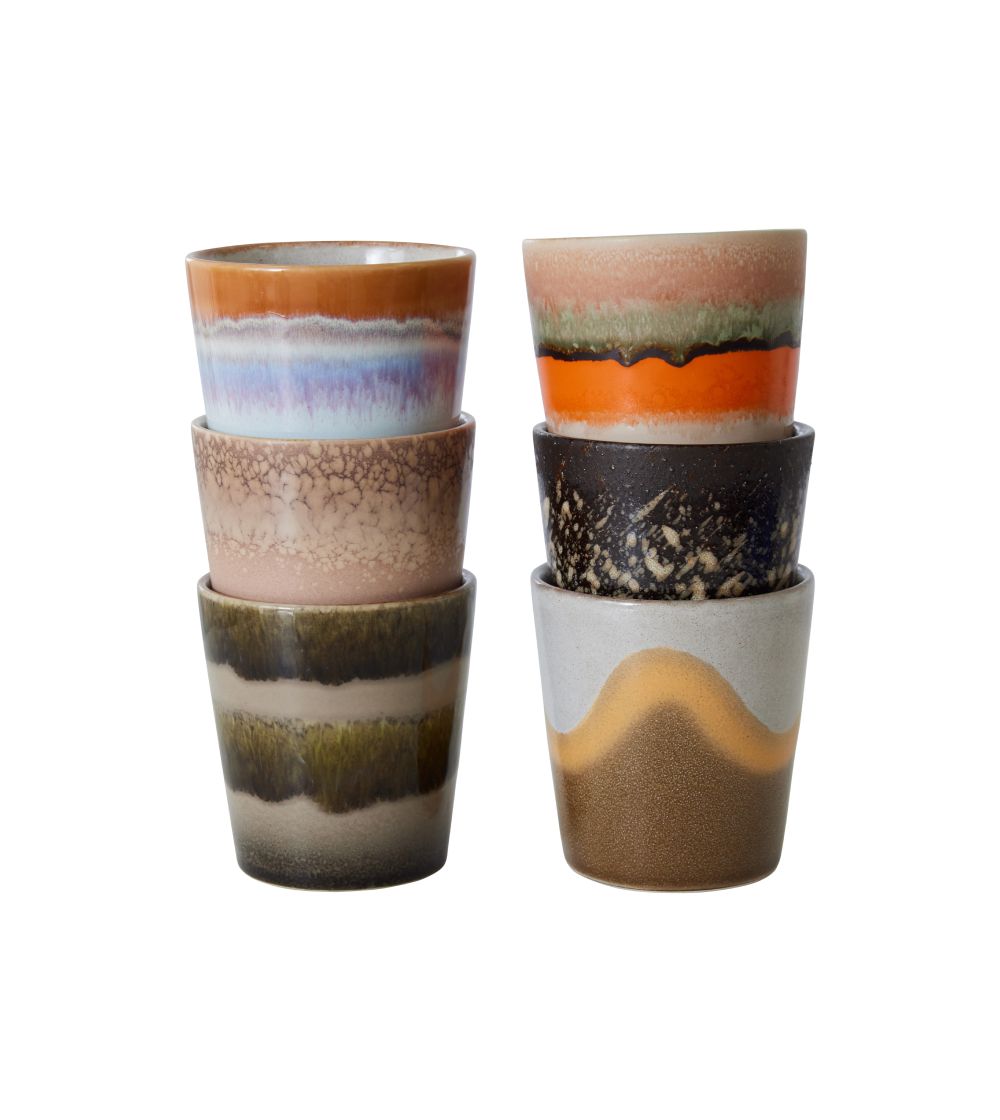 70s Ceramics: Vasos Mug Elements Set/6