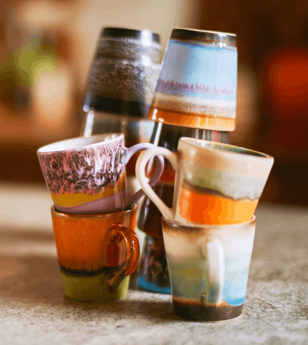 70s Ceramics: Tazas Espresso Retro Set/4 - Imagen 2