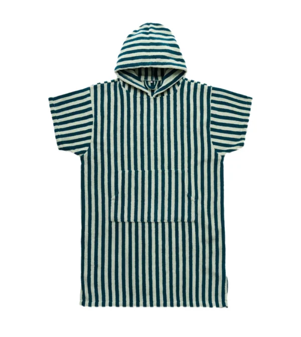 poncho albornoz a rayas verdes 100% algodón de Bongusta
