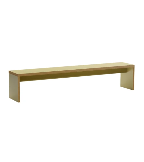 banco grande de madera para mesa de comedor o entrada de madera color verde oliva de hkliving
