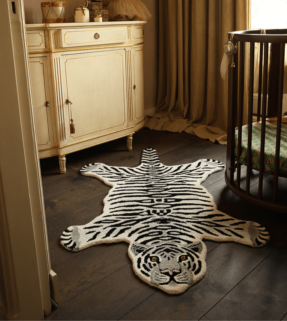alfombra de lana con forma de tigre blanco de doing goods
