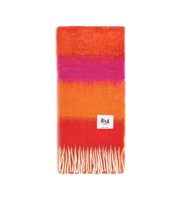 Bufanda Ezcaray modelo Matisse con franjas de colores fabricada en lana y mohair
