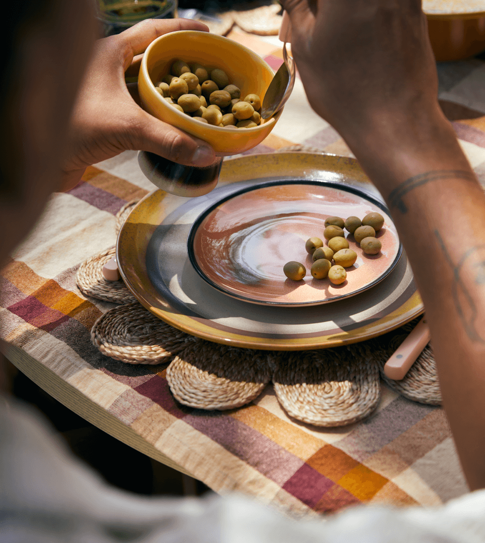 70s Ceramics: Platos Dinner Coconut Set/2 - Imagen 2