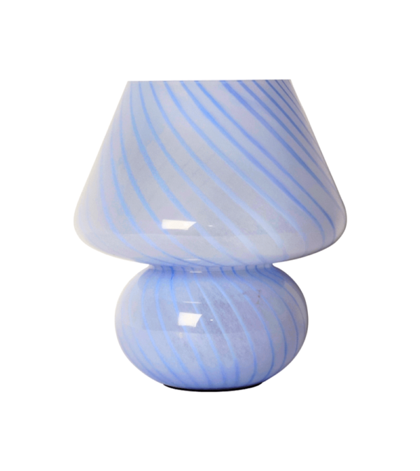 lampara de mesa de cristal azul