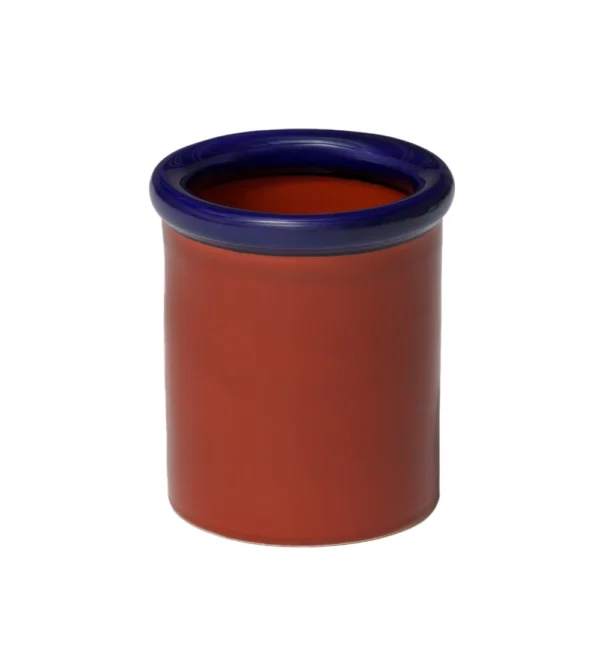 Recipiente de cerámica para utensilios de cocina rojo