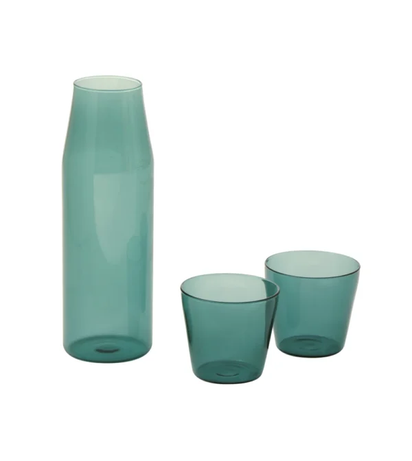 Set de jarra y vasos de cristal color verde agua