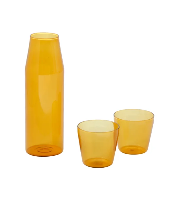Set de jarra y vasos de cristal color ámbar