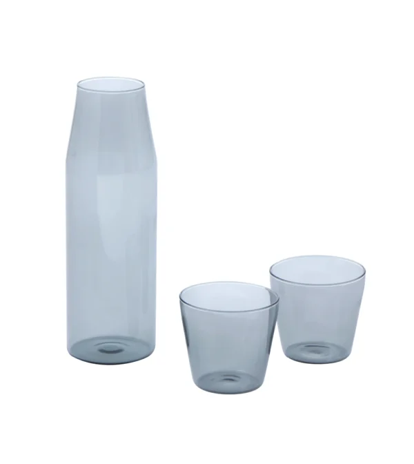 Set de jarra y vasos de cristal gris