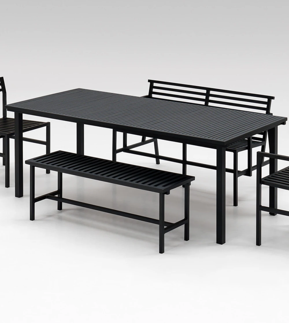 Mesa para exterior de aluminio negra