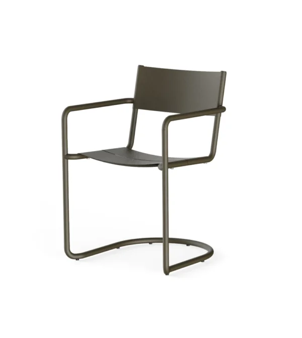 Silla con brazos para exterior verde oscuro