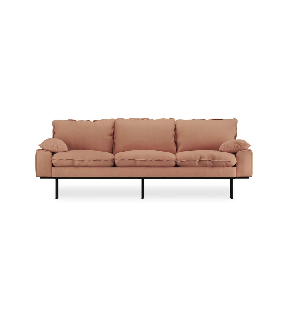 sofa retro hkliving linen dusty rose 3 plazas