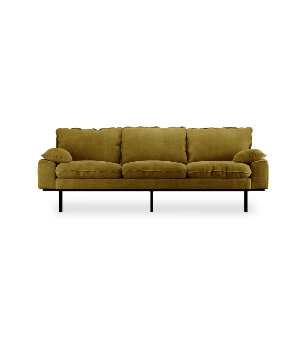 sofa retro hkliving royal velvet olive 3 plazas