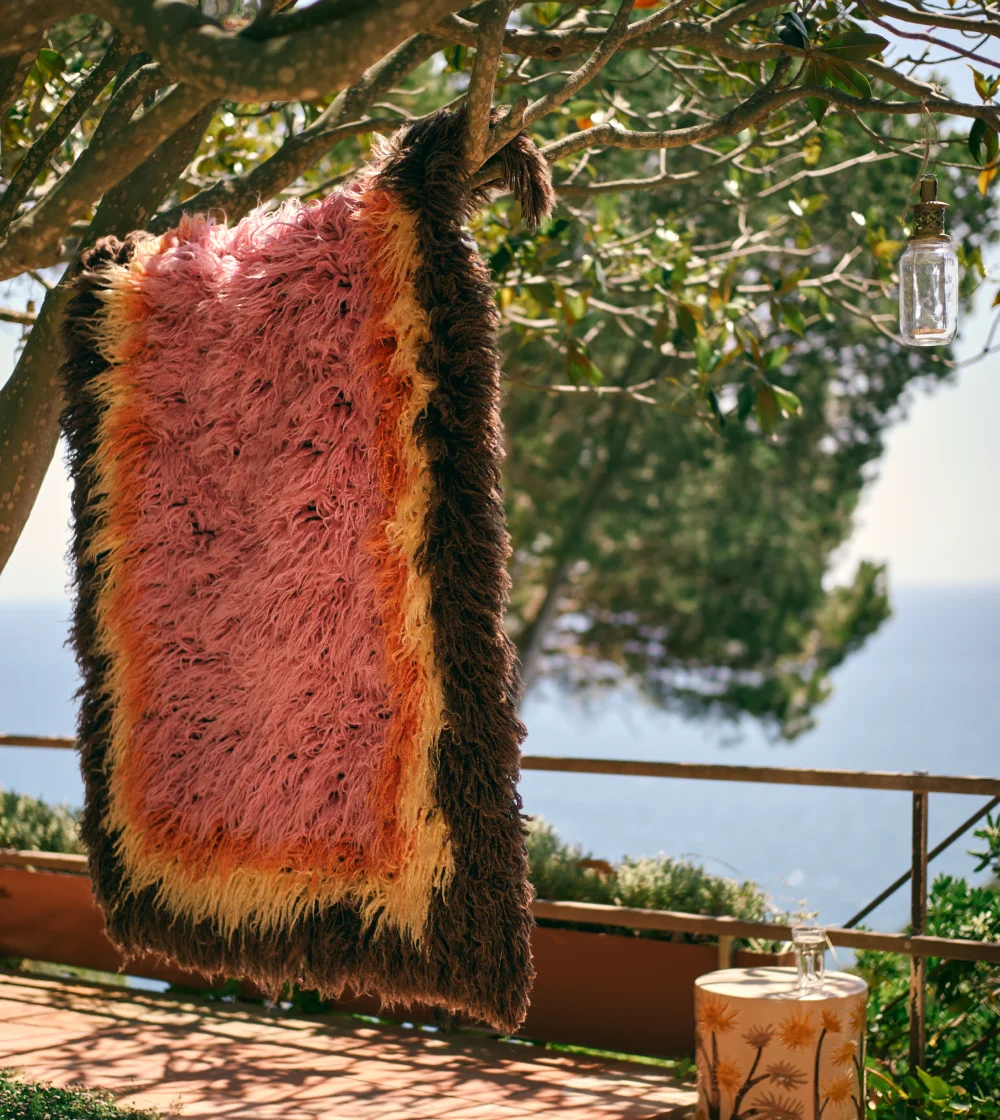 Alfombra de lana de pelo largo de colores