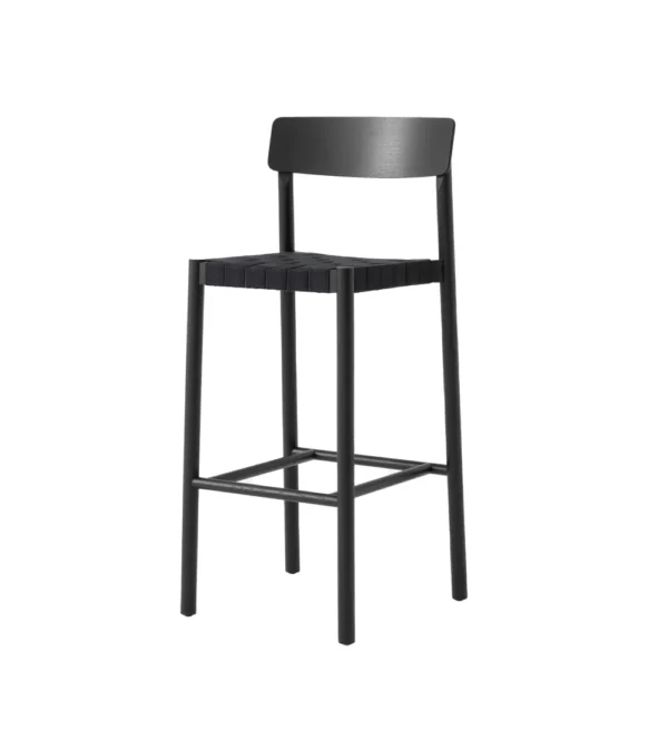taburete alto con respaldo de diseño negro
