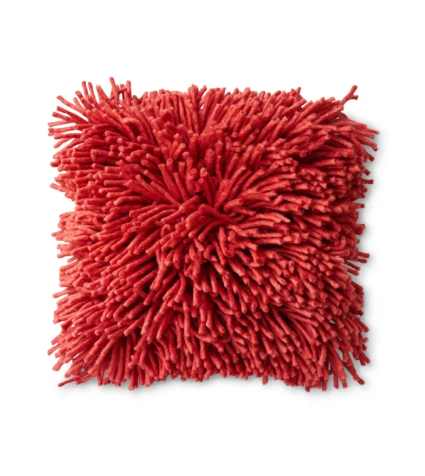 Cojín de pelo largo rojo