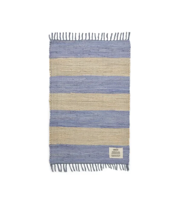 alfombra tipo jarapa beige y morado