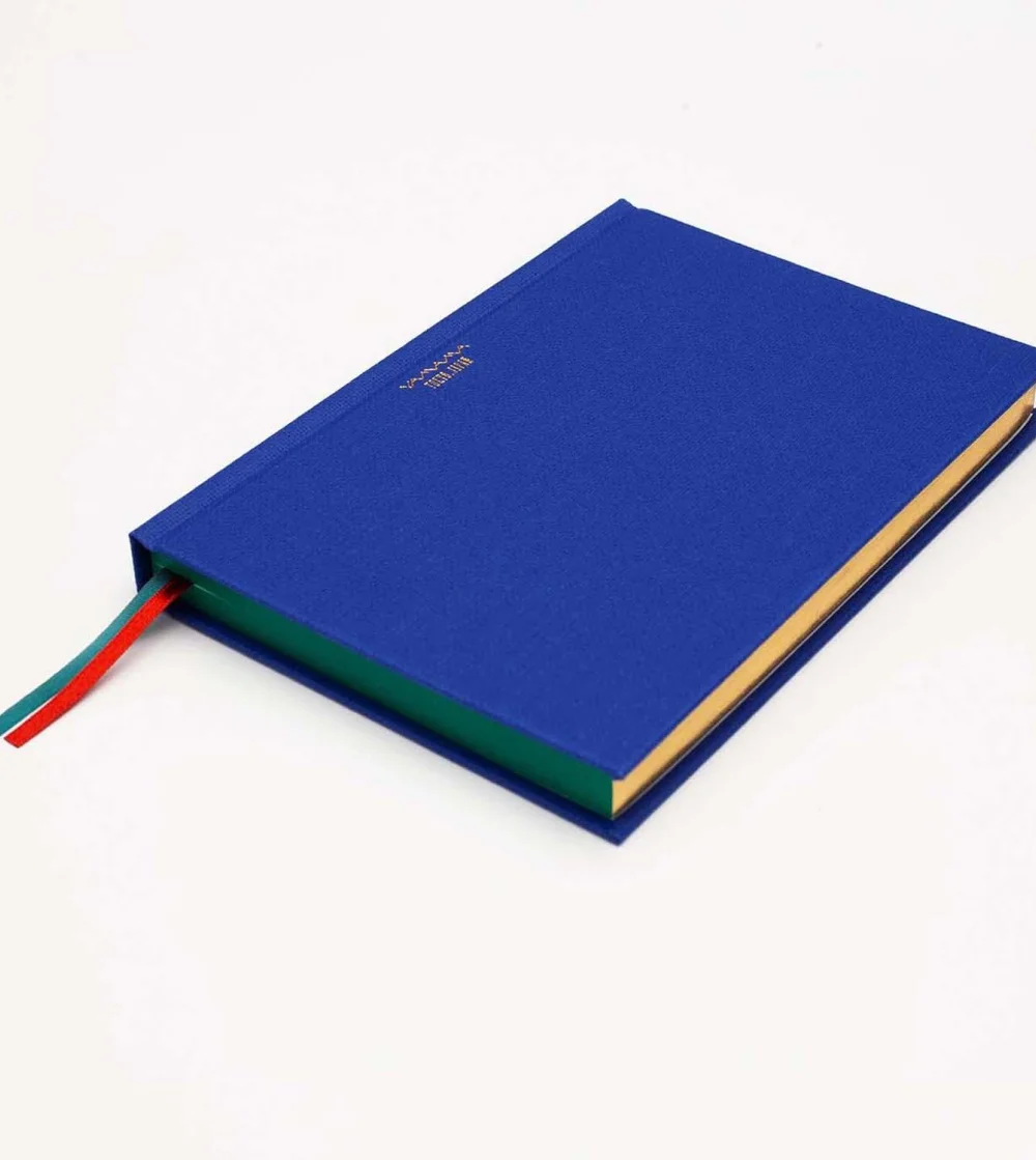 Cuaderno azul cubierta de tela