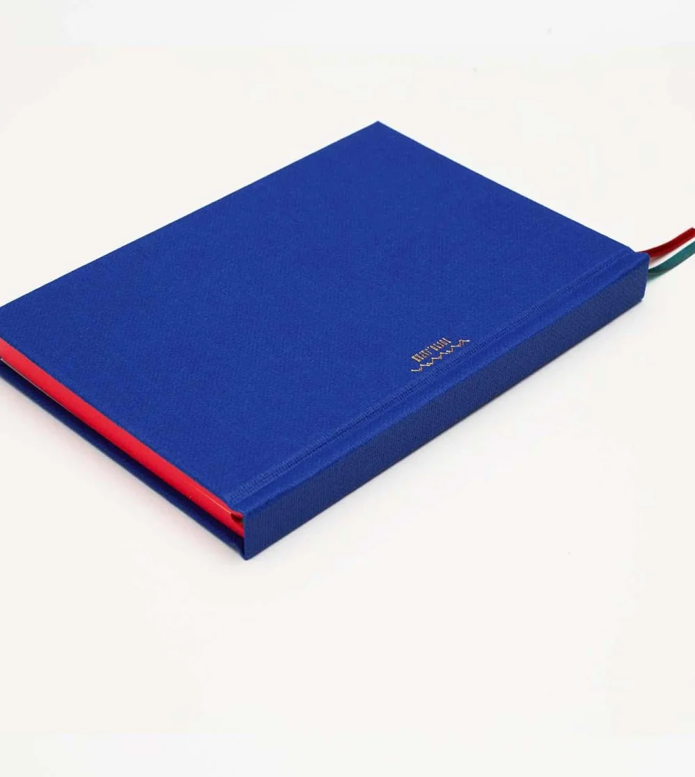 Cuaderno azul cubierta de tela