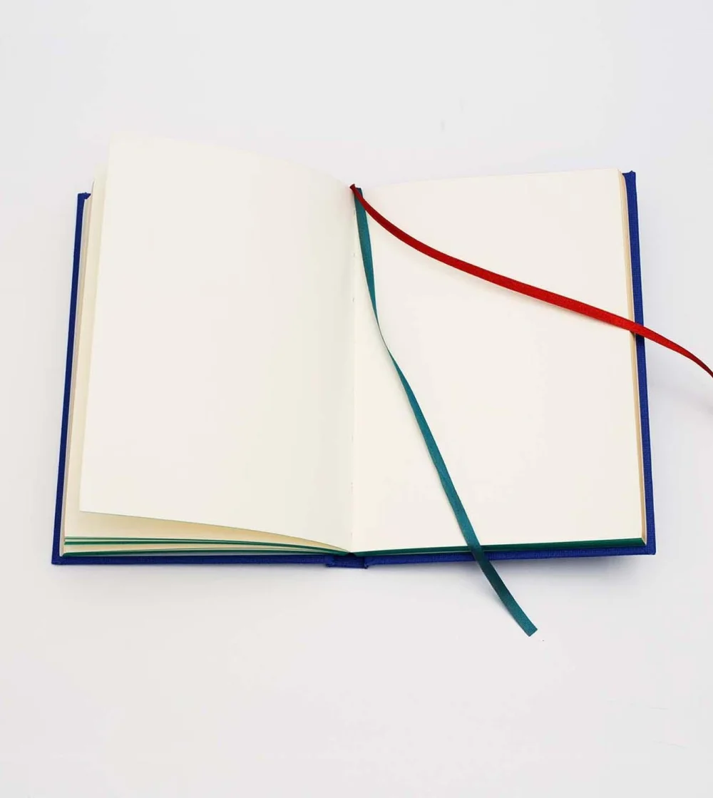 Cuaderno azul cubierta de tela