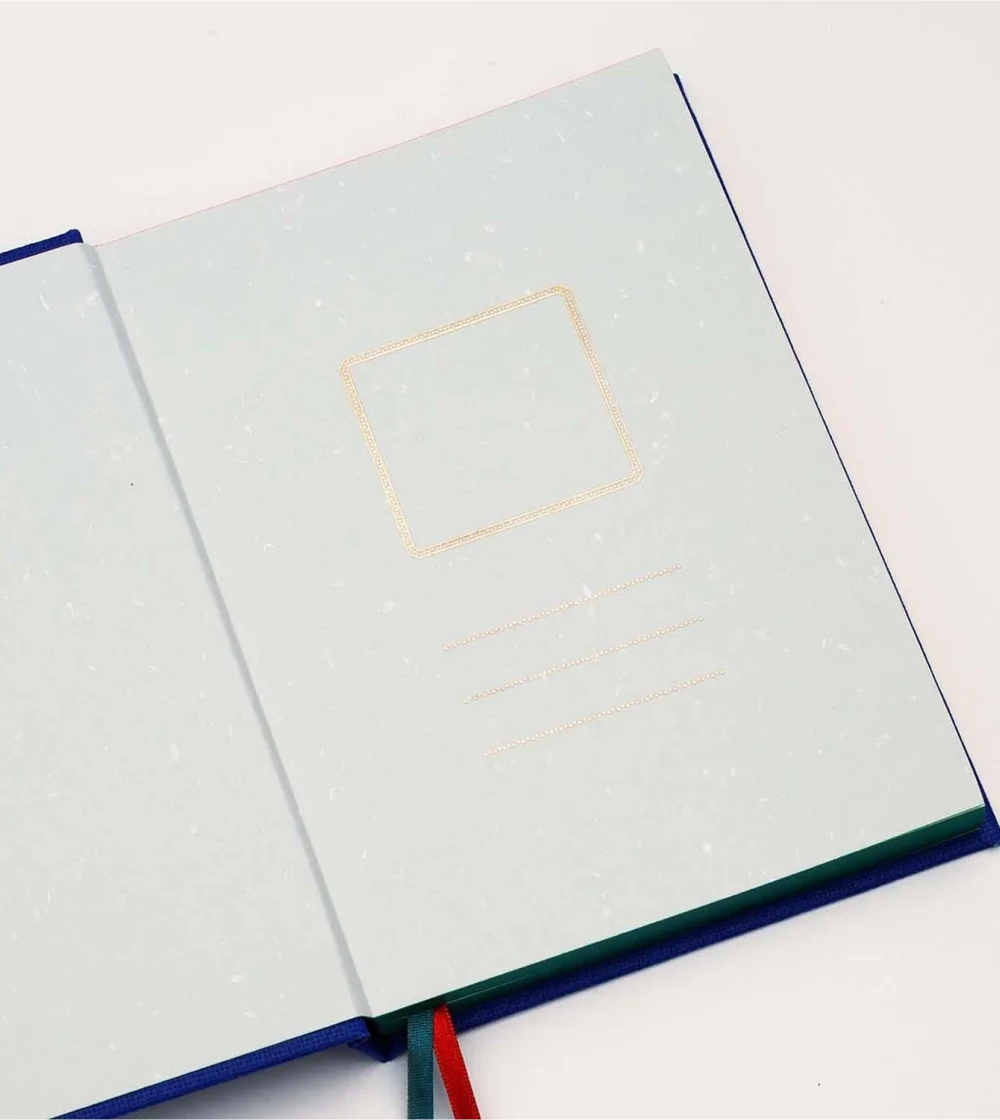 Cuaderno azul cubierta de tela