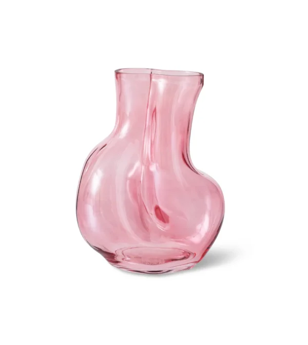 jarrón de cristal rosa