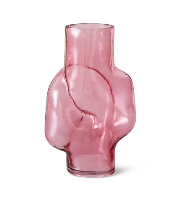 Jarrón de cristal rosa