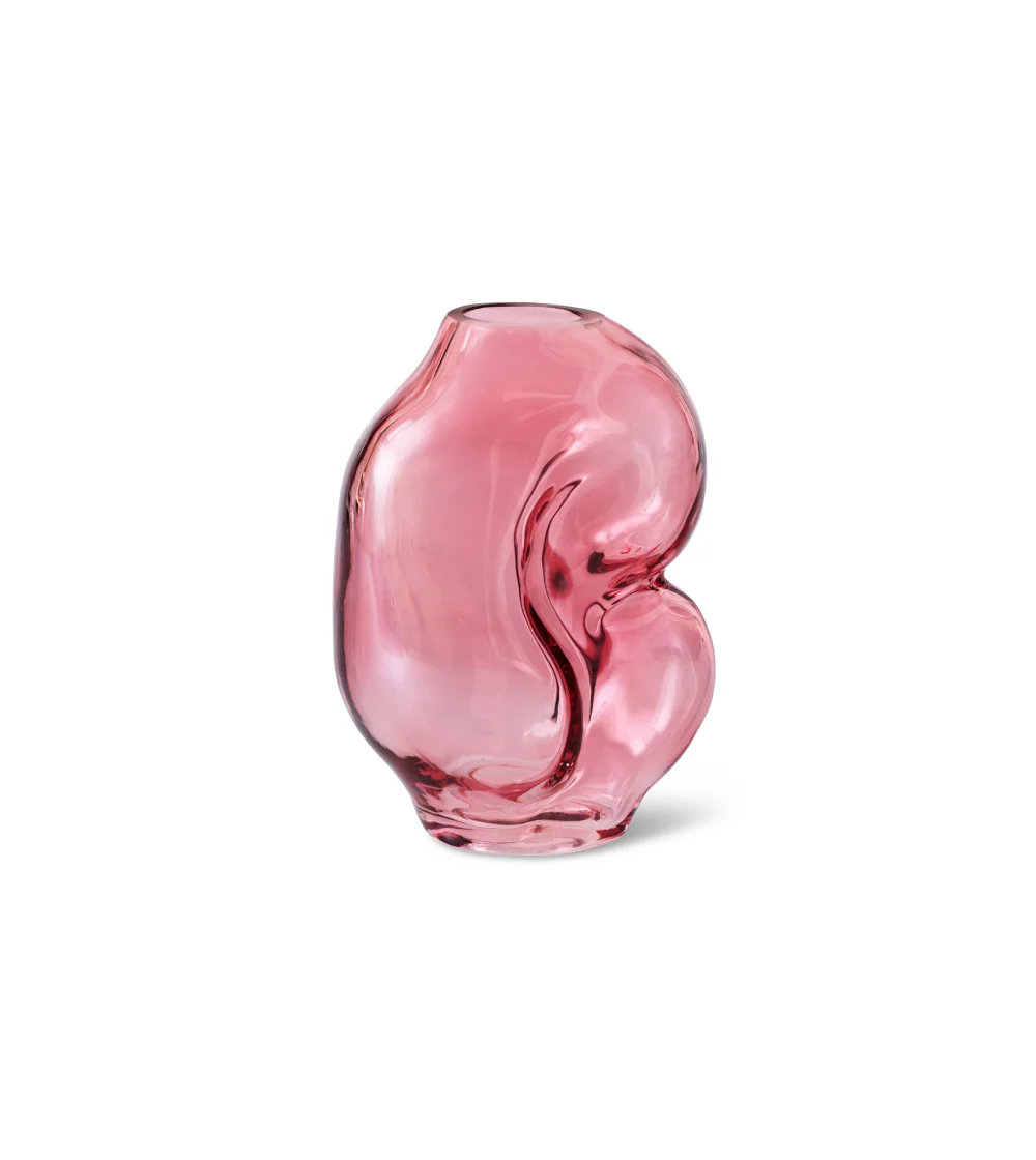 jarrón pequeño de cristal rosa