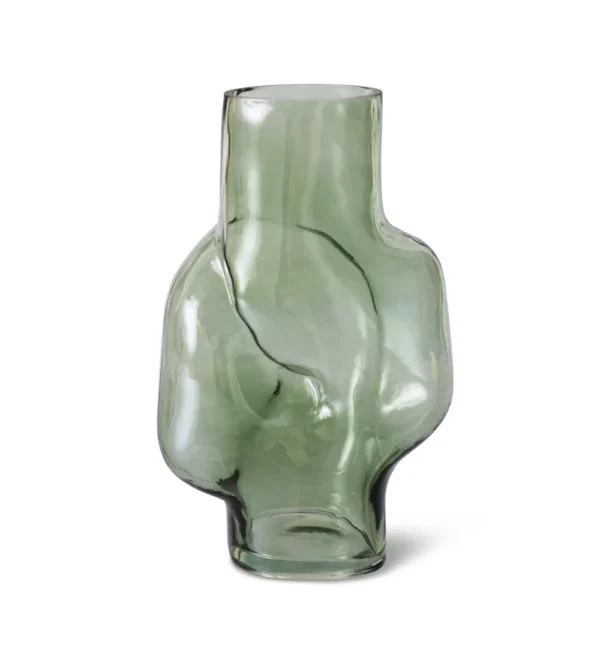 jarrón de cristal verde