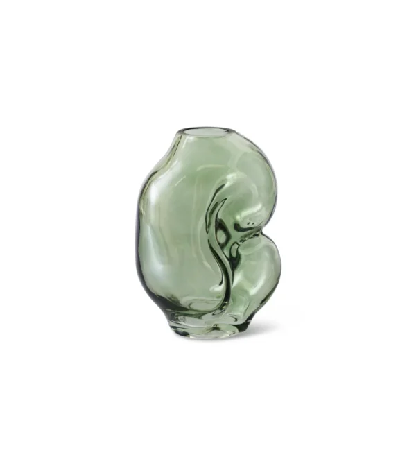 jarrón pequeño de cristal verde