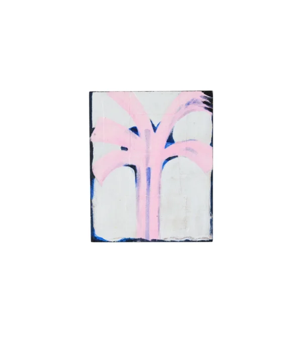cuadro pintado a mano con palmera color rosa de hkliving