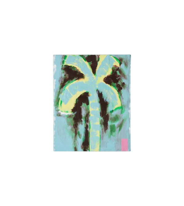 Cuadro pintado a mano palmera fondo azul