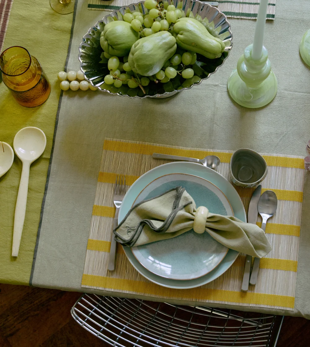 Mantel individual de bambú amarillo hkliving