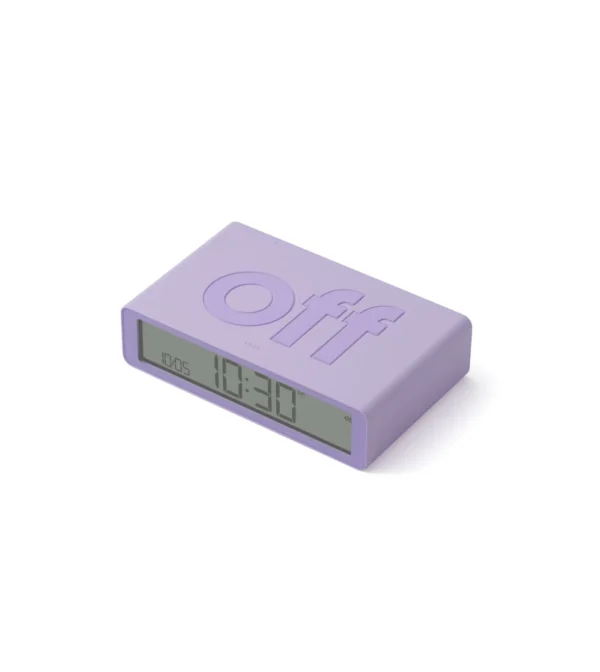 Reloj despertador de Lexon de diseño color lila