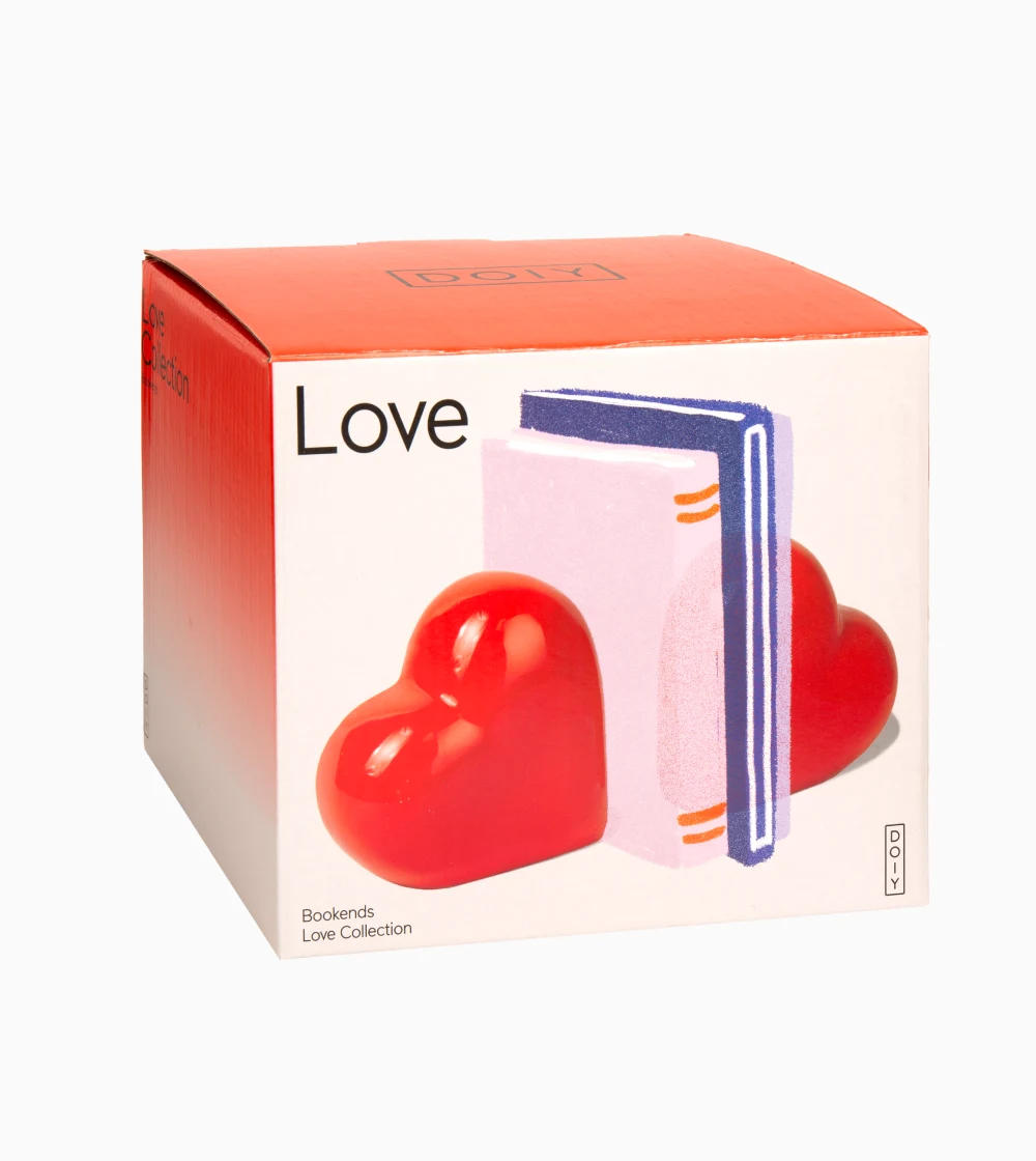 sujetalibros rojos con forma de corazón de doiy