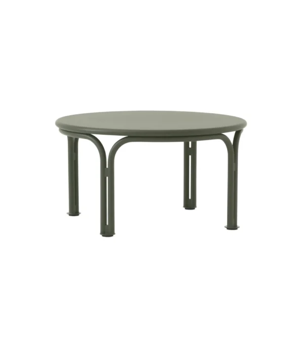 mesa baja redonda de metal para exteriores color verde