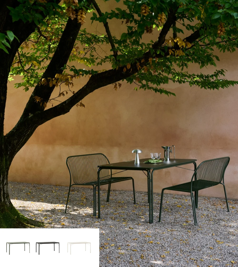 mesa de metal verde para exteriores