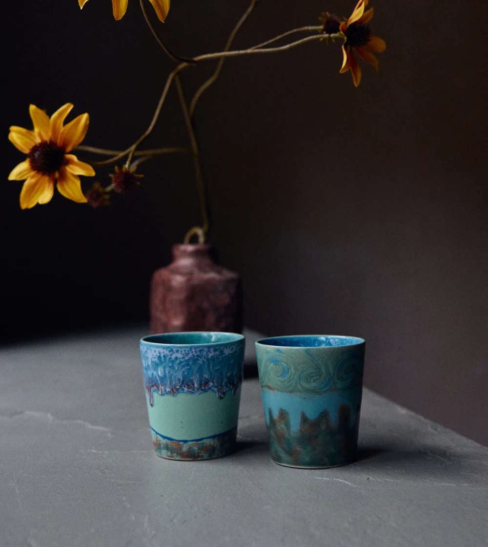 70s Ceramics: Van Gogh Coffee Mugs Self Portrait Set/2 - Imagen 2