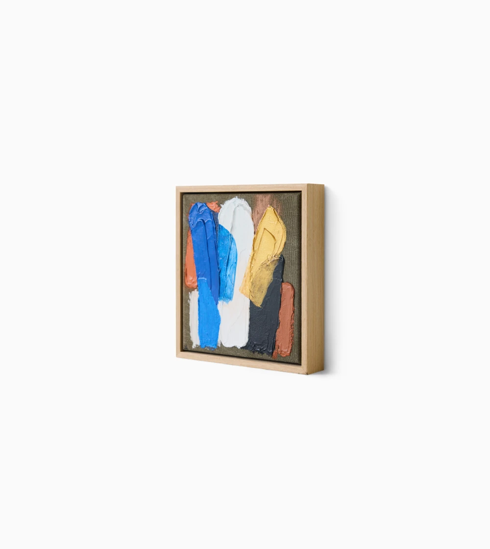Cuadro Moonlight Strokes de HKLIVING, obra abstracta compacta con capas de pintura azul y dorado, ideal como acento decorativo