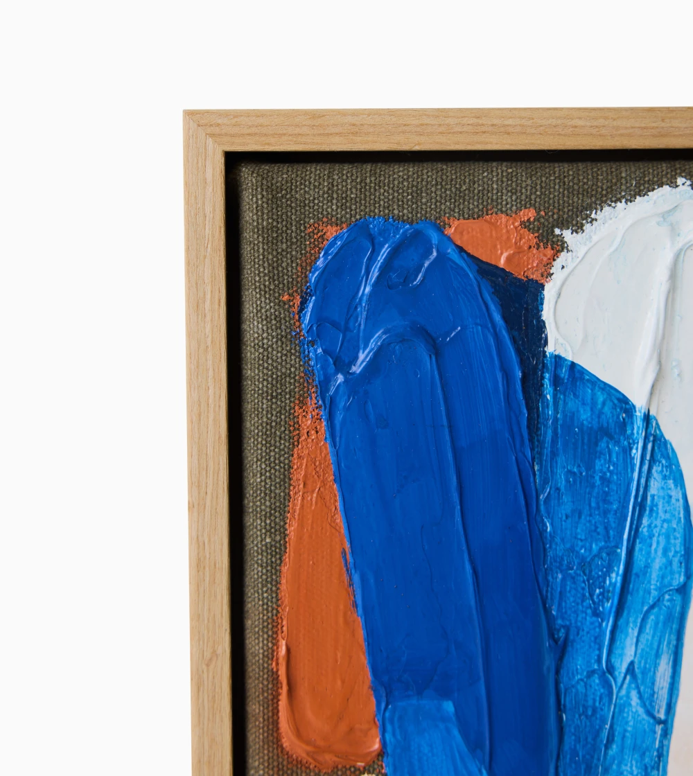 Cuadro Moonlight Strokes de HKLIVING, obra abstracta compacta con capas de pintura azul y dorado, ideal como acento decorativo